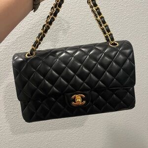 Chanel Black and Gold Quilted Shoulder Bag